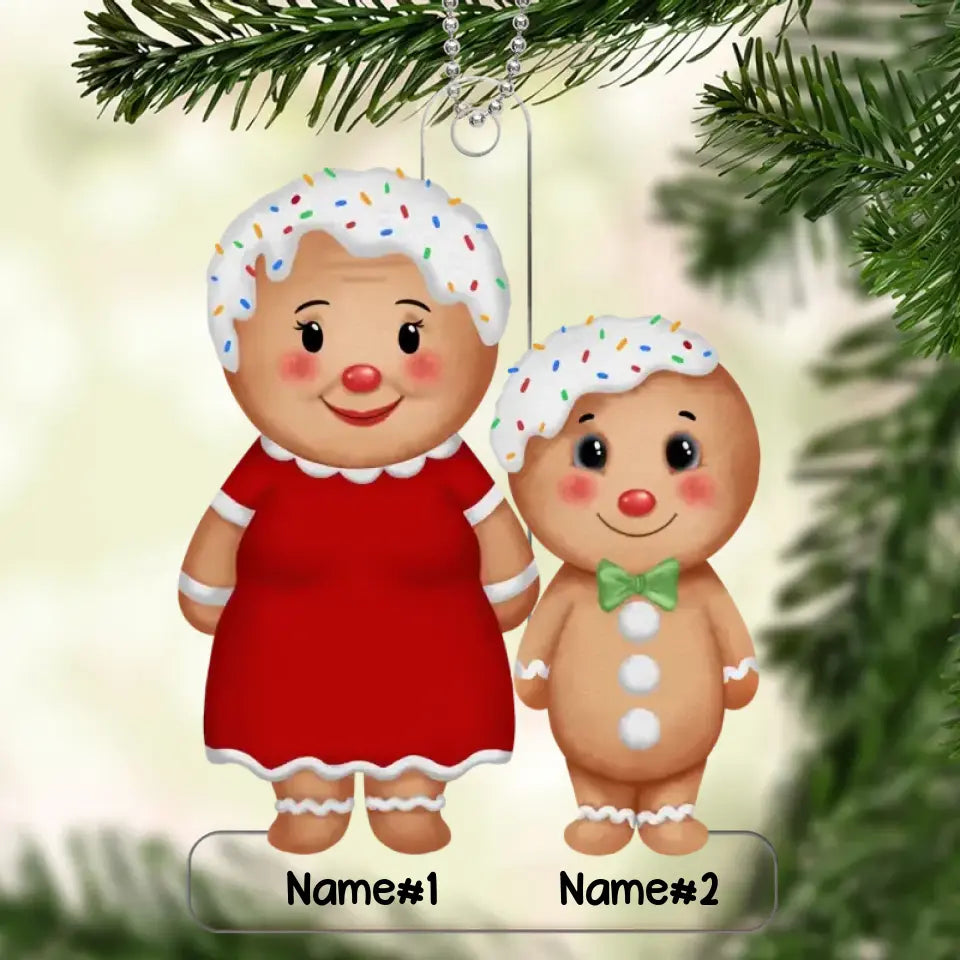 Gingerbread Grandma Grandkids Christmas Gift For Grandma Granddaughter Grandson Personalized Acrylic Ornament