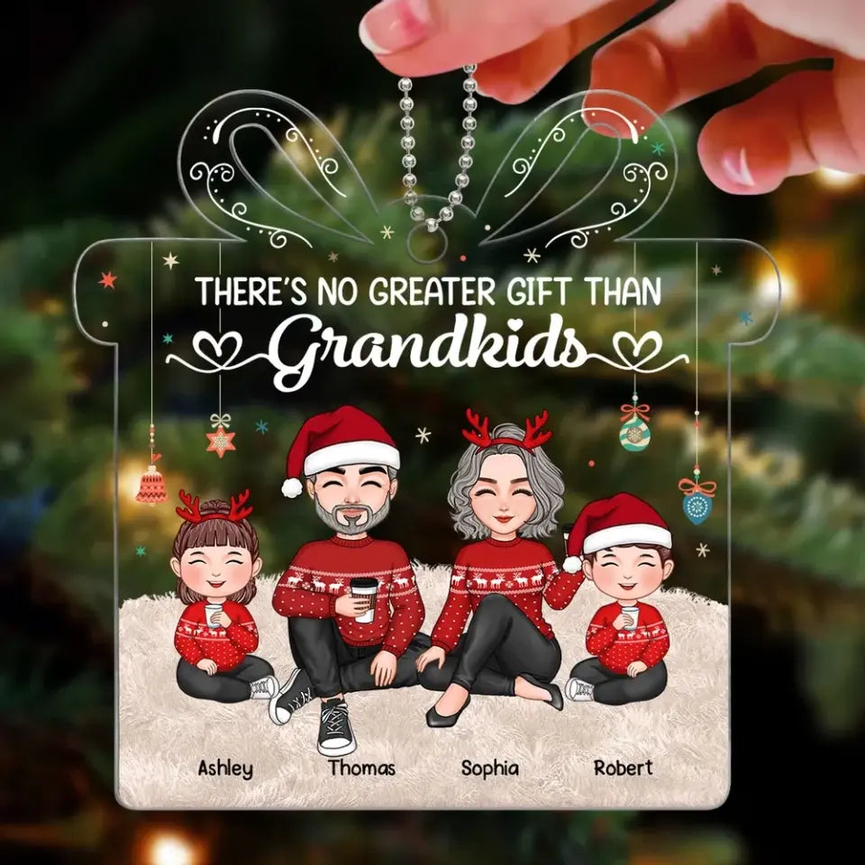 There‘s No Greater Gift Than Grandkids Cute Grandchildren With Grandparents Personalized Gift Shaped Acrylic Ornament