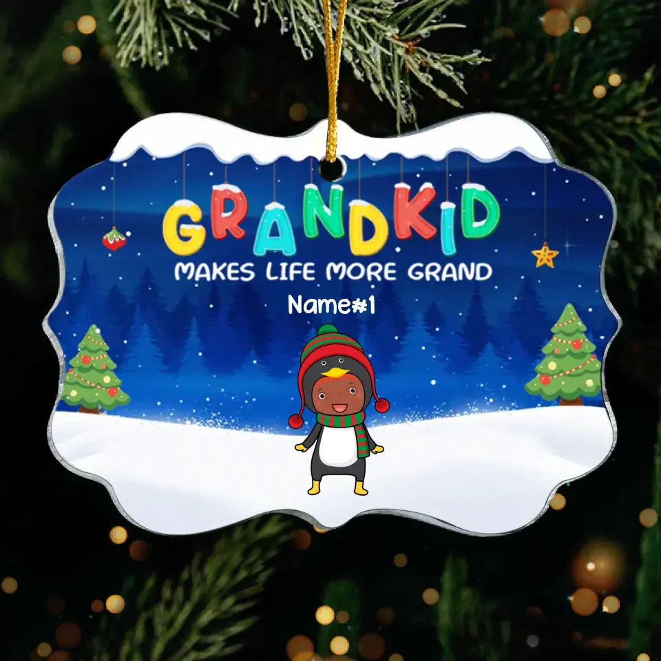 I Love My Grandkids To The Moon And Back - Family Personalized Custom Ornament - Acrylic Benelux Shaped - Christmas Gift For Grandma, Grandpa