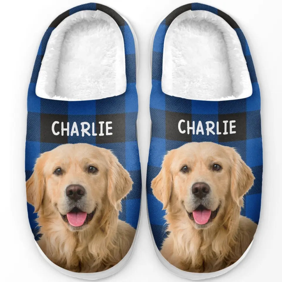 Custom Photo Happiness Is A Warm Puppy - Dog & Cat Personalized Custom Fluffy Slippers - Gift For Pet Owners, Pet Lovers