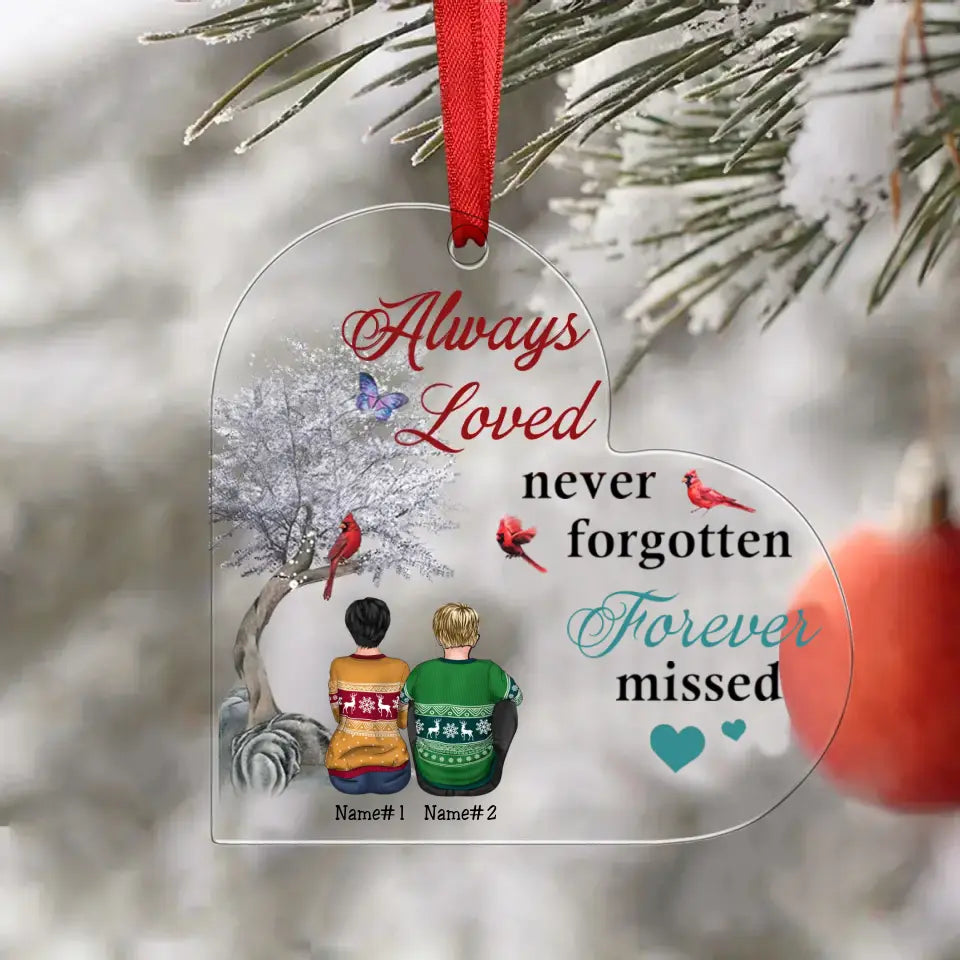 Memorial Family - Always Loved Never Forgotten Forever Missed - Personalized Acrylic Ornament