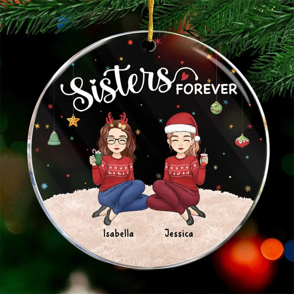 The Best Person To Share Wonderful Times With - Bestie Personalized Custom Ornament - Acrylic Round Shaped - Christmas Gift For Best Friends, BFF, Sisters