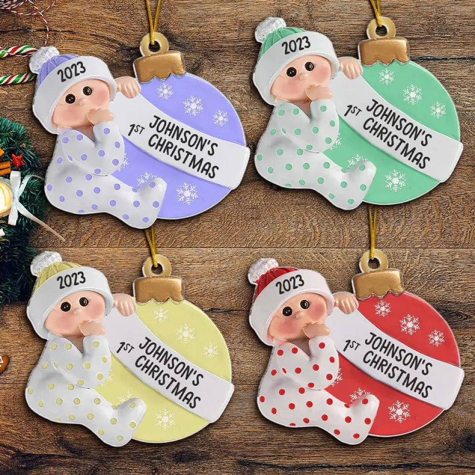 Baby First Christmas - Family Personalized Custom Ornament - Acrylic Custom Shaped - First Christmas Gift For Baby