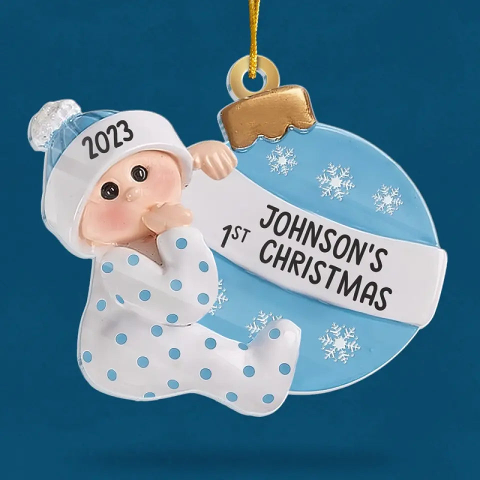 Baby First Christmas - Family Personalized Custom Ornament - Acrylic Custom Shaped - First Christmas Gift For Baby