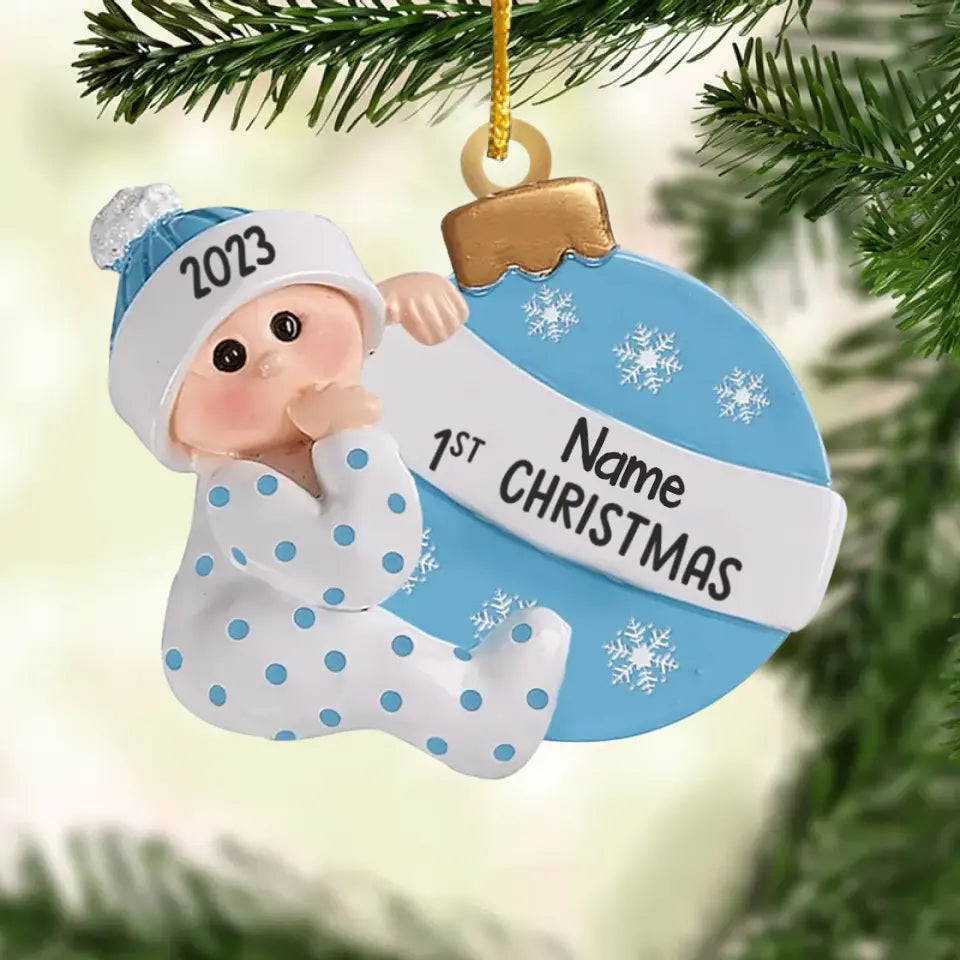 Baby First Christmas - Family Personalized Custom Ornament - Acrylic Custom Shaped - First Christmas Gift For Baby