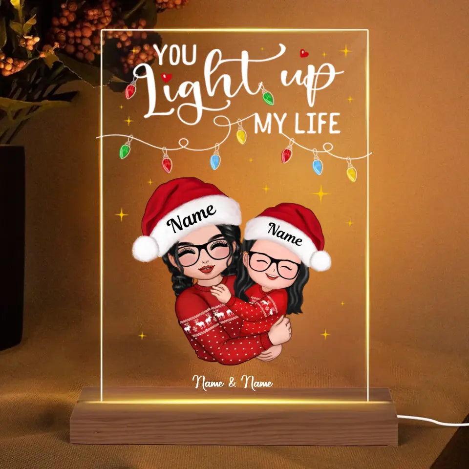 You Light Up My Life Gift For Granddaughter Grandson Personalized Rectangle Acrylic Plaque LED Night Light