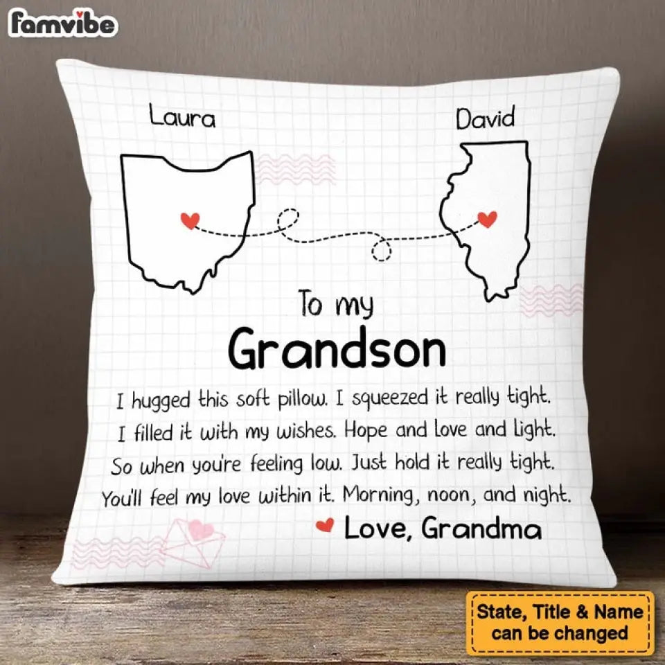 Granddaughter Long Distance Hug This Drawing Pillow