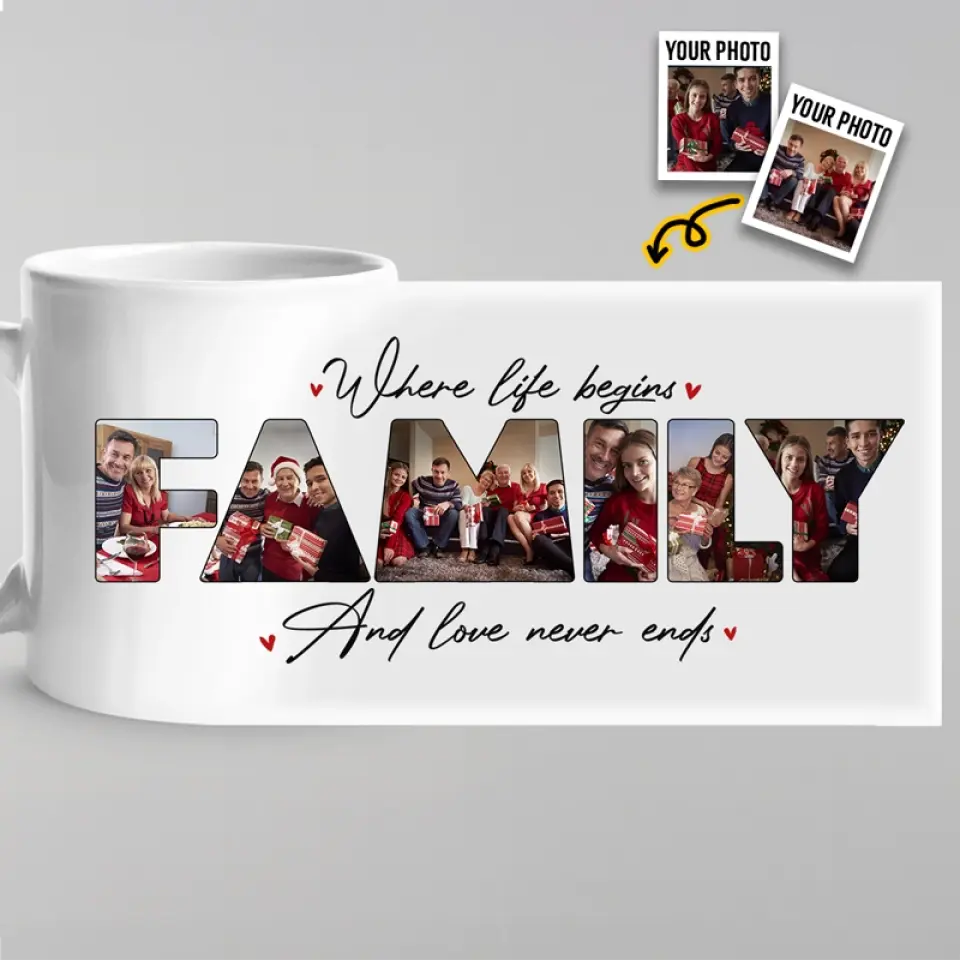 Where Love Never Ends - Family Personalized Custom Mug - Gift For Family Members