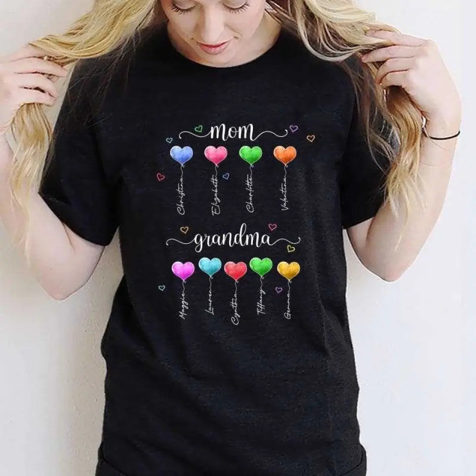 Mom Grandma Heart Balloon Personalized Shirt