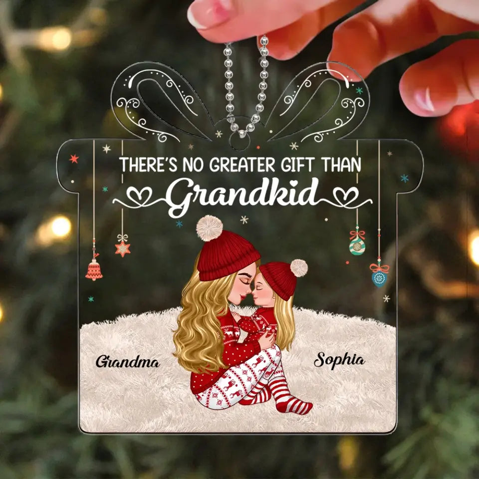 Grandma & Kid Hugging Personalized Gift Shaped Acrylic Ornament