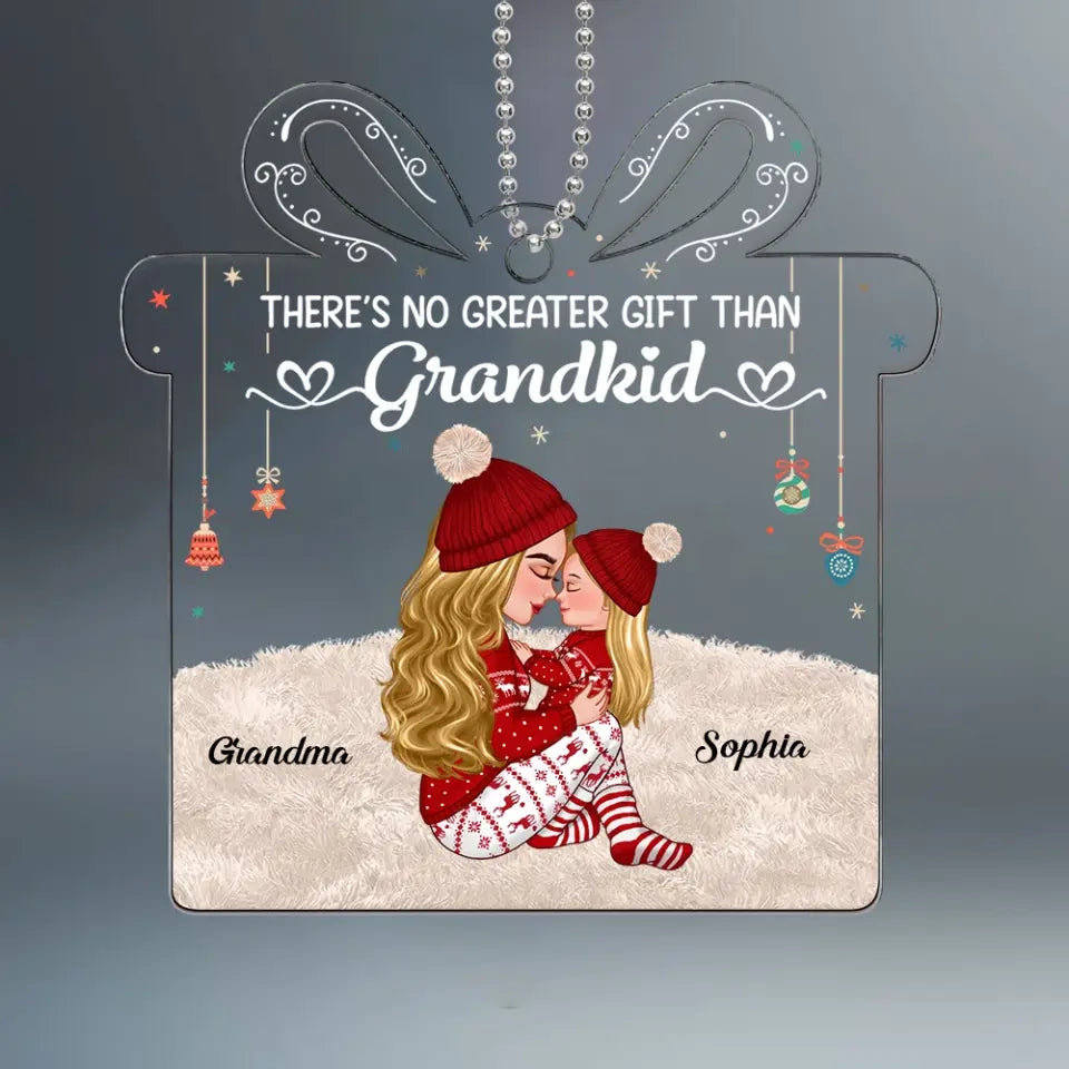 Grandma & Kid Hugging Personalized Gift Shaped Acrylic Ornament