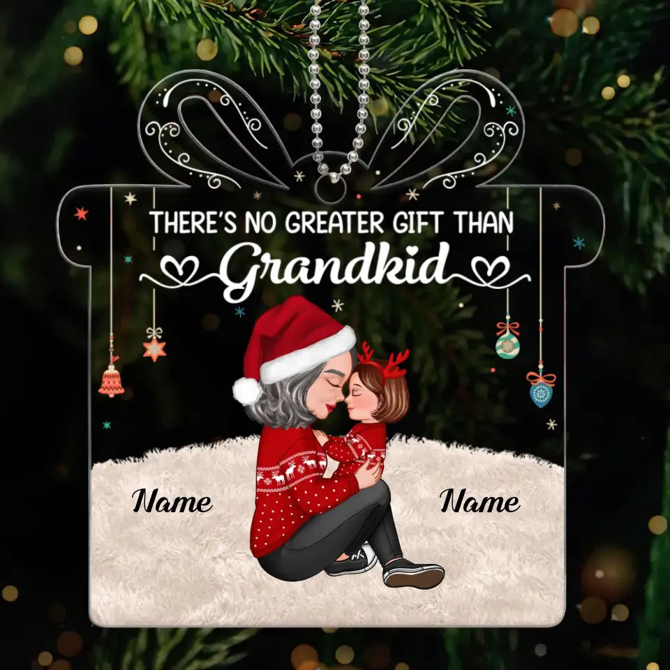 Grandma & Kid Hugging Personalized Gift Shaped Acrylic Ornament