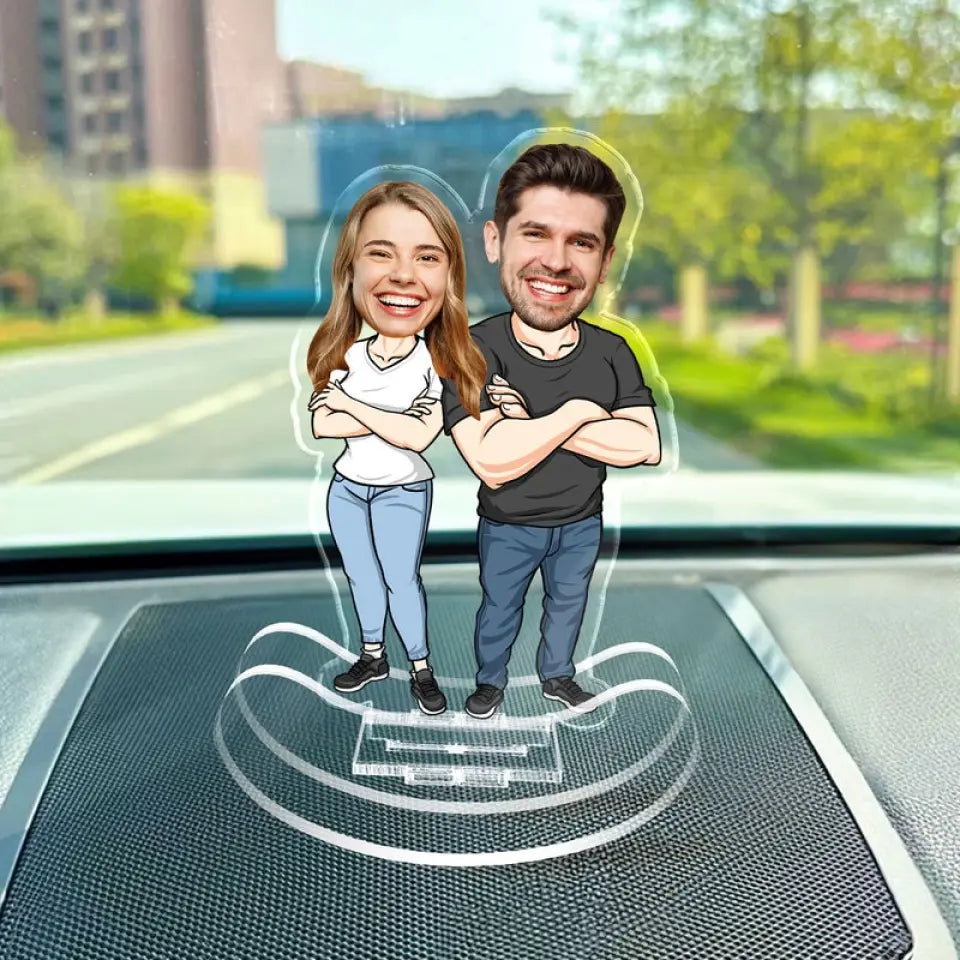 [BUY 1, GET 1 FREE] Caricature Couple Photo Inserted Gift For Him Gift For Her Personalized Acrylic Shaking Stand