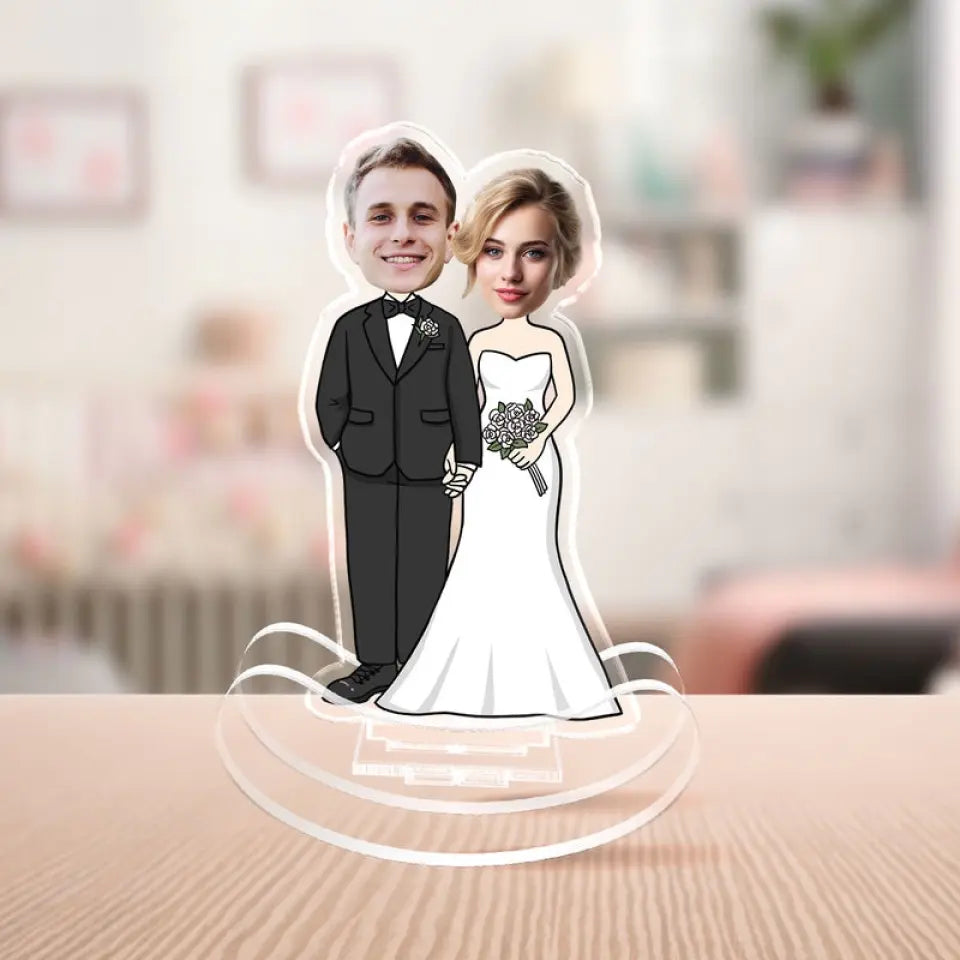 [BUY 1, GET 1 FREE] Couple Wedding Keepsake Photo Inserted Wedding Gift Personalized Acrylic Shaking Stand