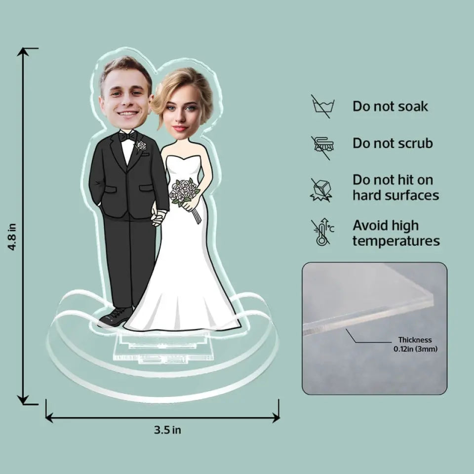 [BUY 1, GET 1 FREE] Couple Wedding Keepsake Photo Inserted Wedding Gift Personalized Acrylic Shaking Stand