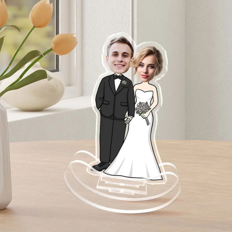 [BUY 1, GET 1 FREE] Couple Wedding Keepsake Photo Inserted Wedding Gift Personalized Acrylic Shaking Stand