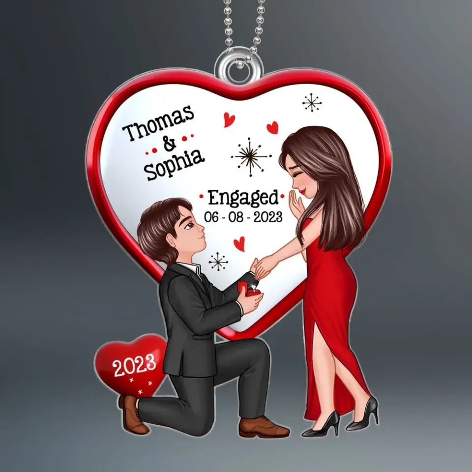 Christmas Keepsake Proposal Memory Engagement Couple Personalized Acrylic Ornament