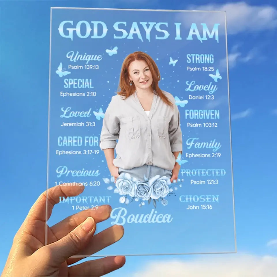 God Says I Am - Personalized Custom Rectangle Shaped Acrylic Plaque - Gift For Yourself