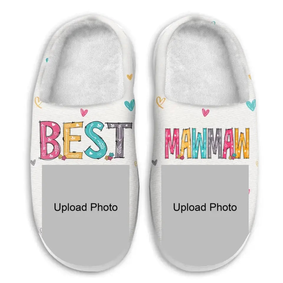 Custom Photo Best Nana Ever - Gift For Mother, Grandma, Family - Personalized Fluffy Slippers