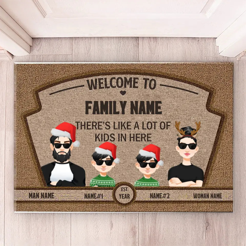 There's Like A Lot Of Kids In Here - Family Personalized Custom Home Decor Decorative Mat - Gift For Family Members