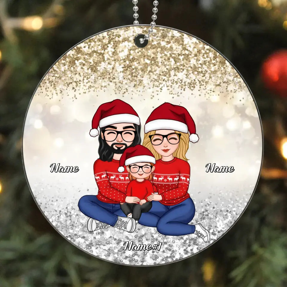 Family Sparkling Christmas Pattern Personalized Acrylic Ornament