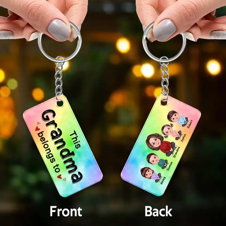 Grandma Grandkids Crossed Legs Personalized Acrylic Keychain