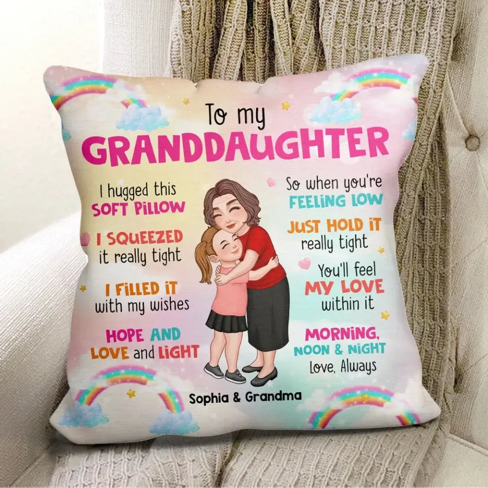 Grandma Hugging Grandkid To My Granddaughter Grandson Gift For Grandchildren Personalized Pillow