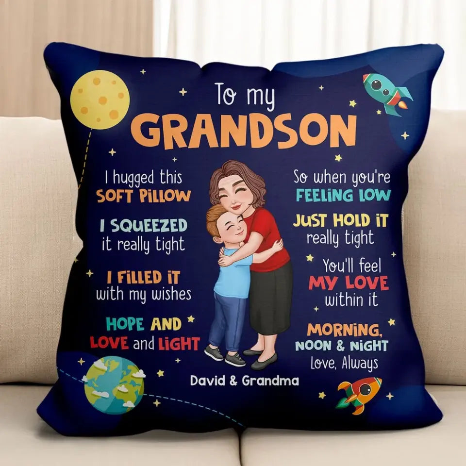 Grandma Hugging Grandkid To My Granddaughter Grandson Gift For Grandchildren Personalized Pillow