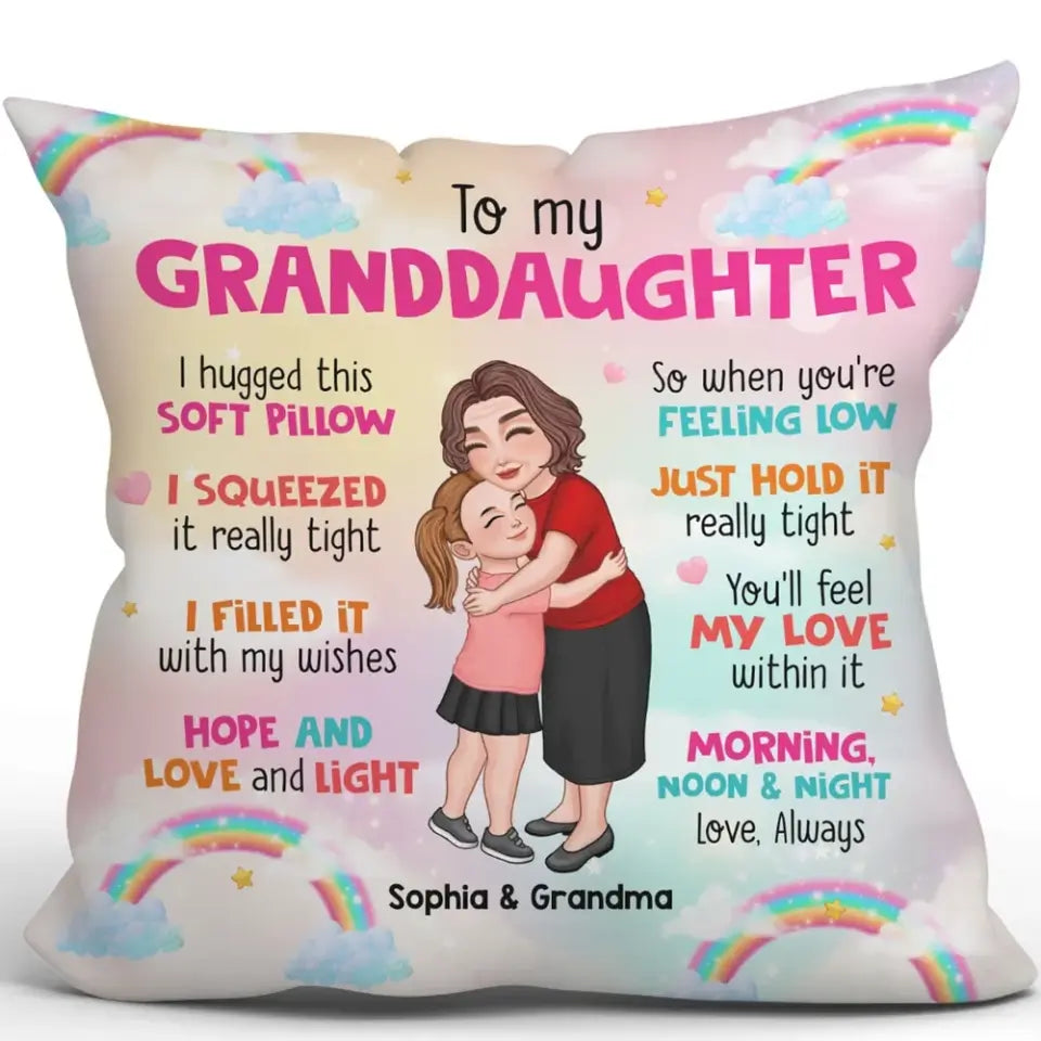 Grandma Hugging Grandkid To My Granddaughter Grandson Gift For Grandchildren Personalized Pillow