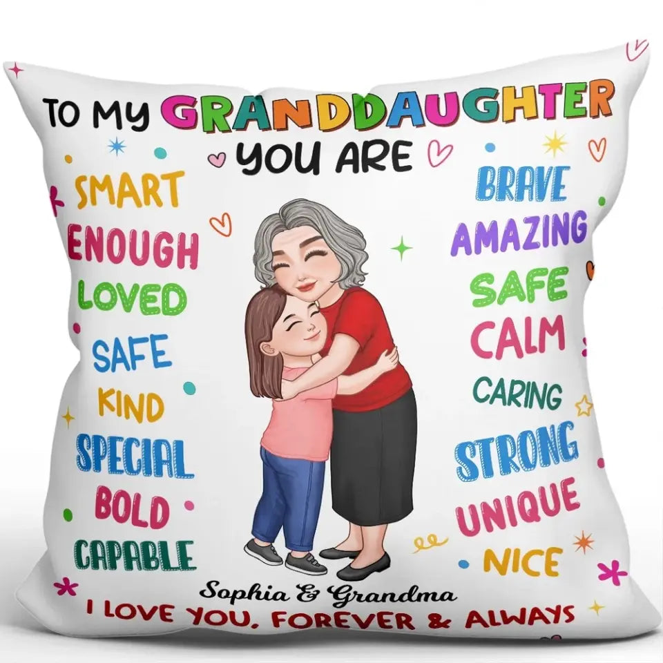 Grandma Hugging Grandkid To My Granddaughter Grandson Personalized Pillow