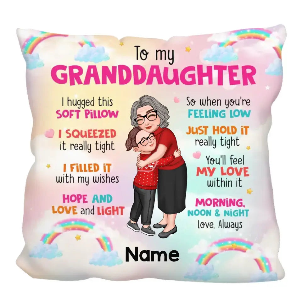 Grandma Hugging Grandkid To My Granddaughter Grandson Gift For Grandchildren Personalized Pillow