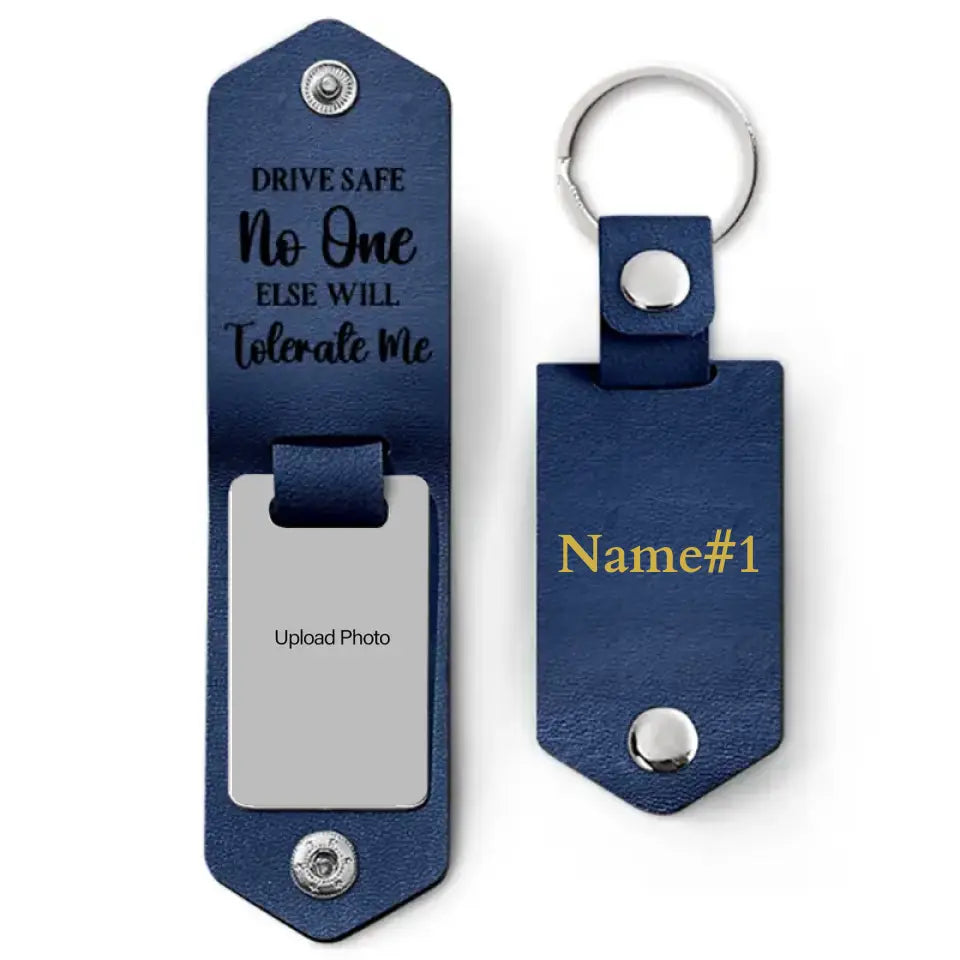 Custom Photo Drive Safe - Gift For Couples - Personalized Leather Photo Keychain