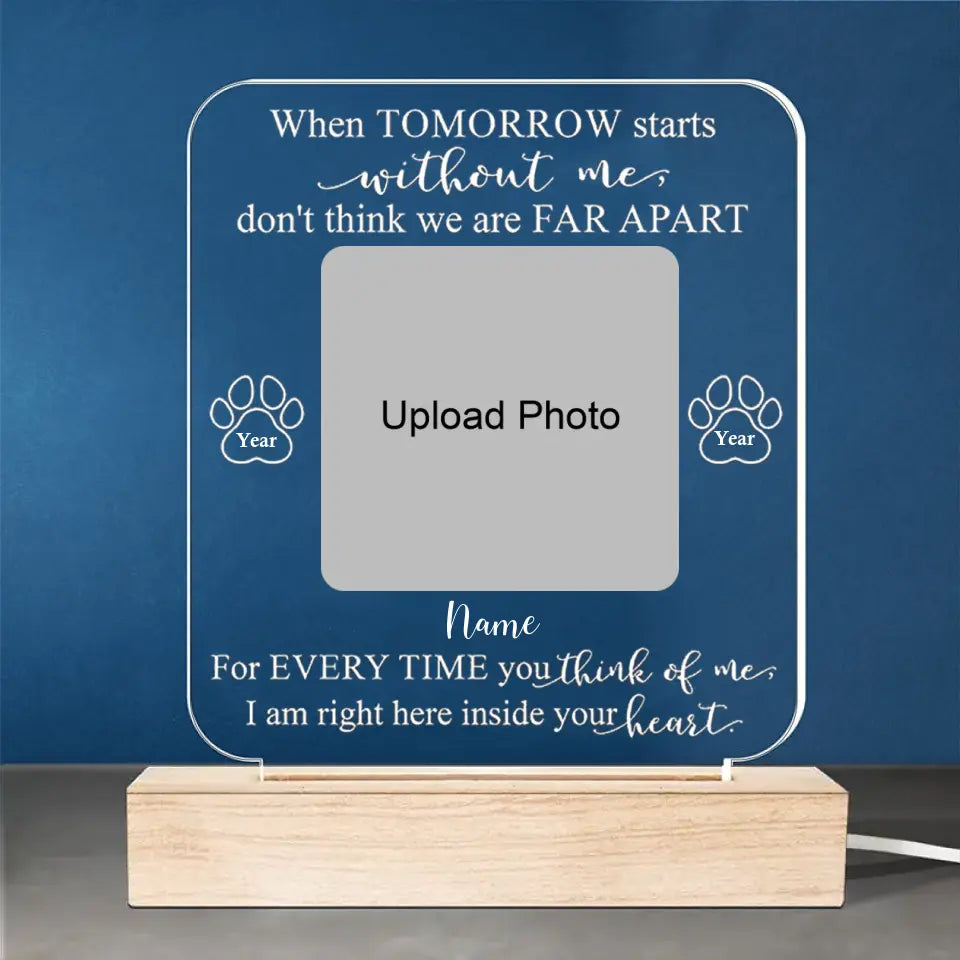 Custom Photo I'm Right Here Inside Your Heart - Memorial Personalized Custom Shaped 3D LED Light - Sympathy Gift For Pet Owners, Pet Lovers