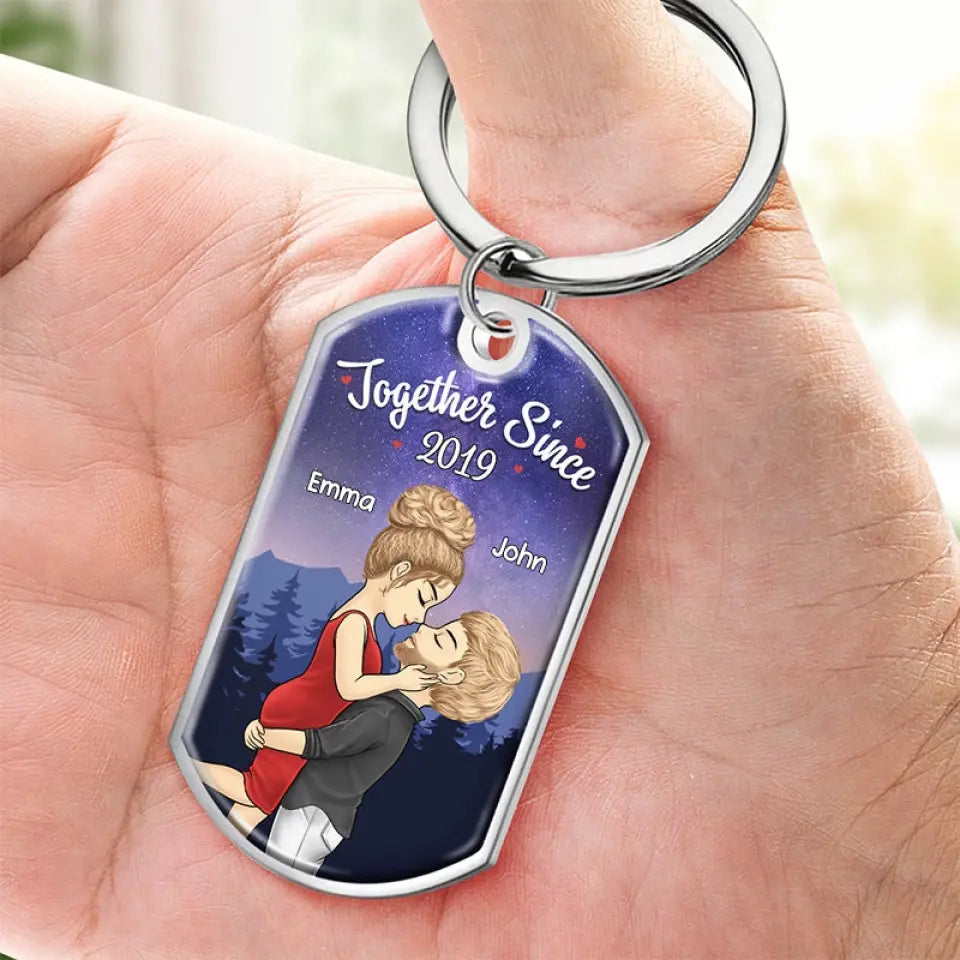 Our Love Story Is My Favorite - Couple Personalized Custom Keychain - Gift For Husband Wife, Anniversary