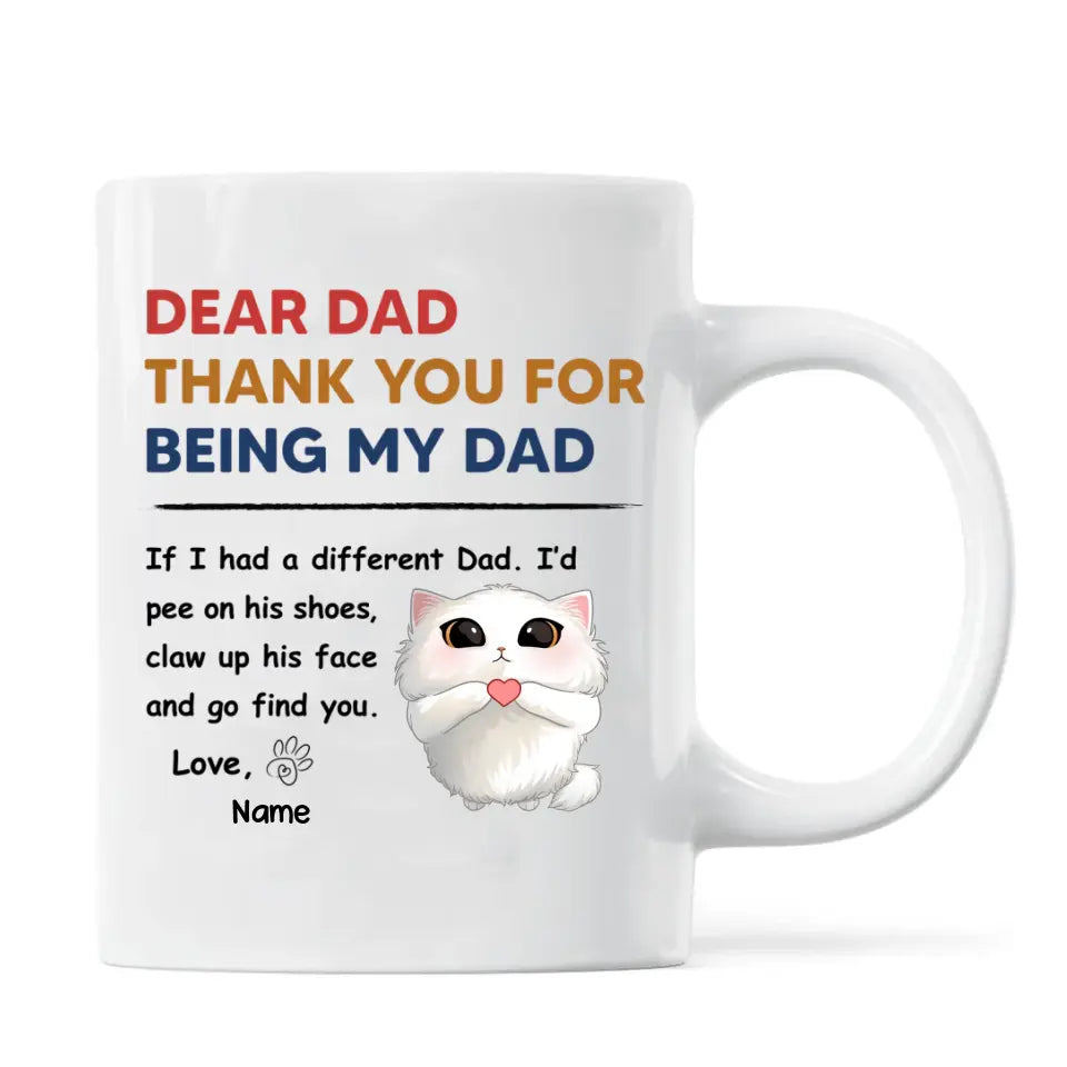 Thank You For Being My Cat Dad Mom Cute Cartoon Cats Looking Up Personalized Mug