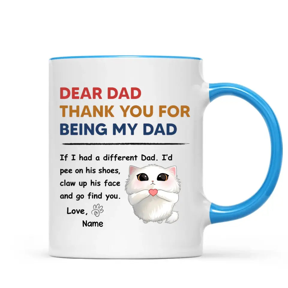 Thank You For Being My Cat Dad Mom Cute Cartoon Cats Looking Up Personalized Mug