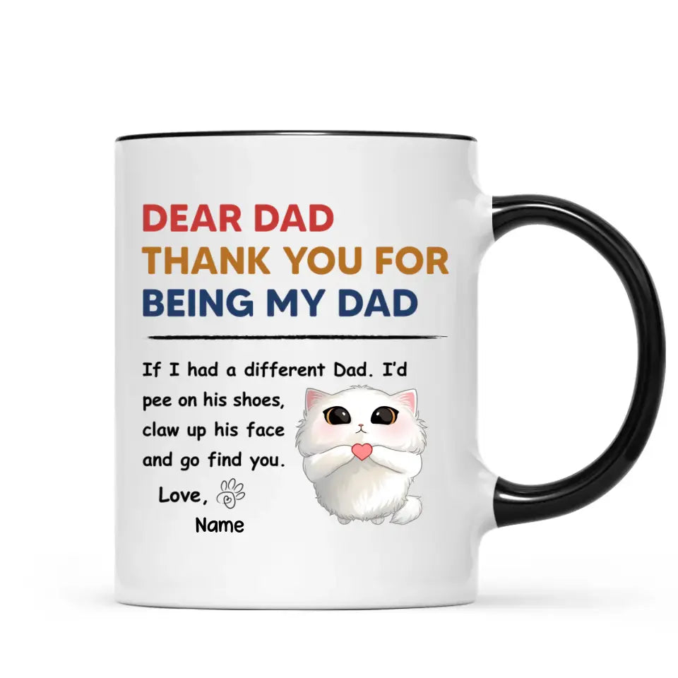 Thank You For Being My Cat Dad Mom Cute Cartoon Cats Looking Up Personalized Mug