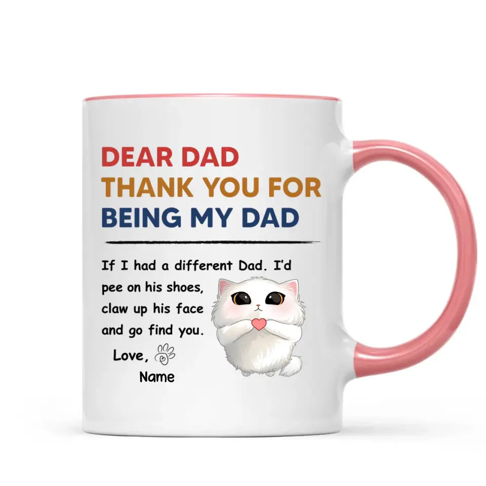 Thank You For Being My Cat Dad Mom Cute Cartoon Cats Looking Up Personalized Mug