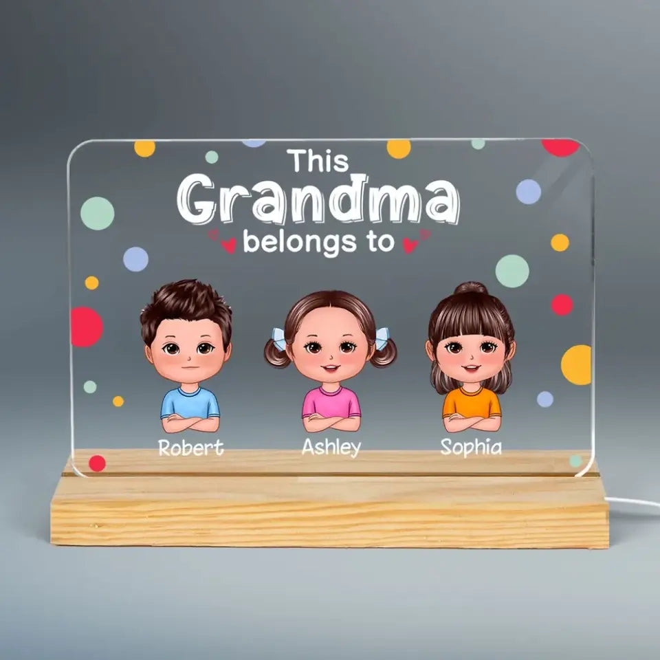 This Mom Grandma Grandpa Dad Belongs To Cute Doll Kids Personalized Horizontal Rectangle LED Night Light