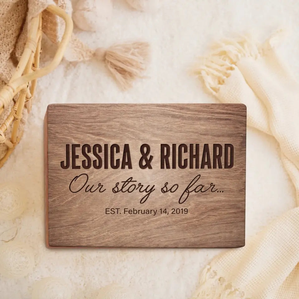 Custom Photo Our Story So Far - Couple Personalized Custom Pop Out Photo Album In Box, Pull Out Photo Album - Valentine Gift For Husband Wife, Anniversary