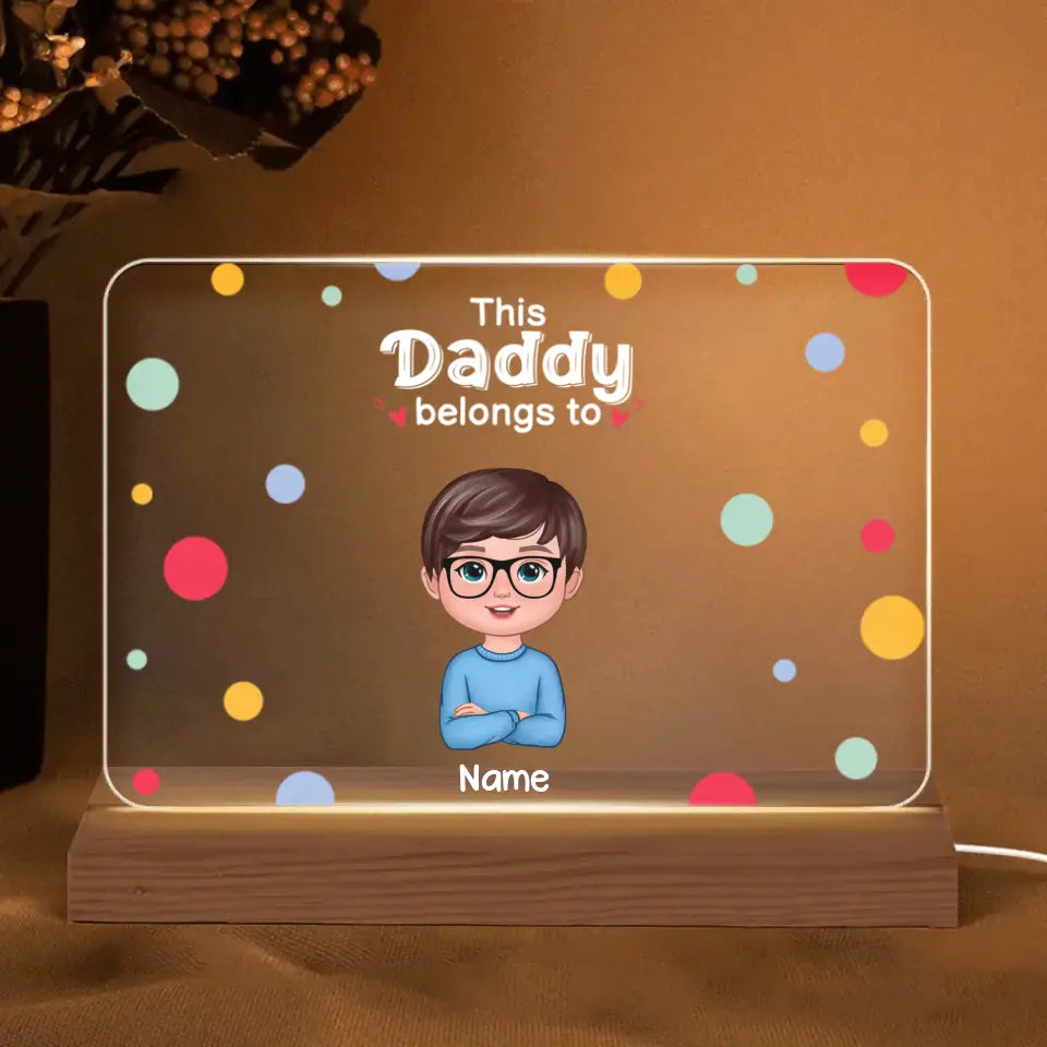 This Mom Grandma Grandpa Dad Belongs To Cute Doll Kids Personalized Horizontal Rectangle LED Night Light