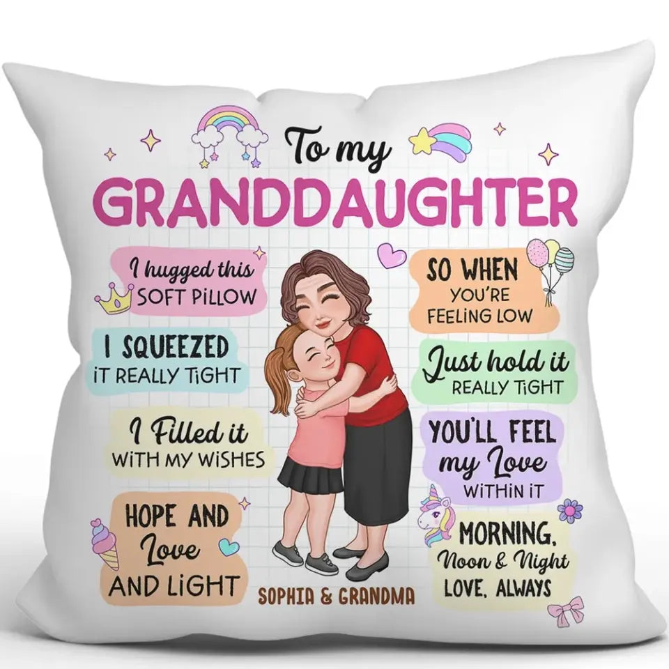 To My Granddaughter Grandson Colorful Box Personalized Pillow