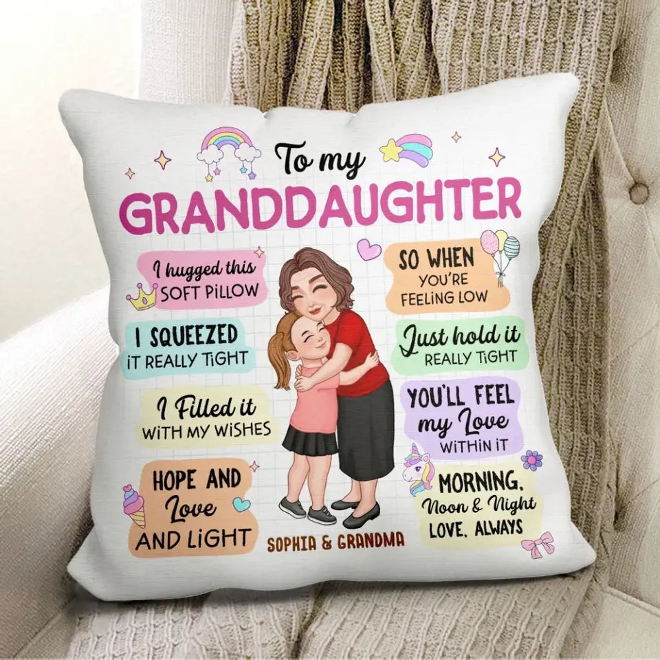 To My Granddaughter Grandson Colorful Box Personalized Pillow