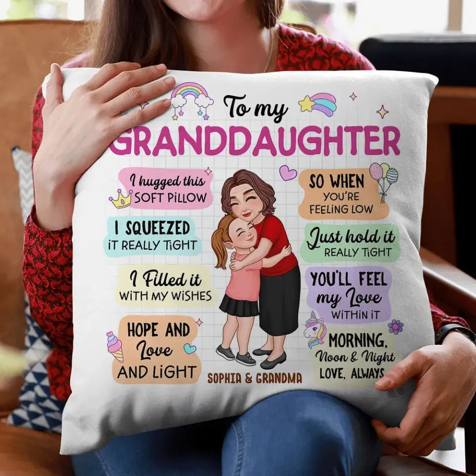 To My Granddaughter Grandson Colorful Box Personalized Pillow