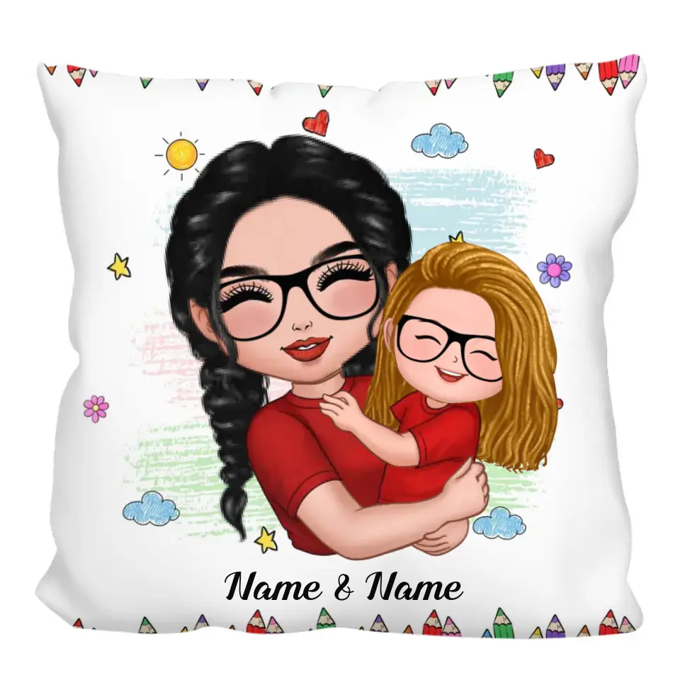 Grandma Hugging Kid Gift For Granddaughter Grandson Personalized Pillow