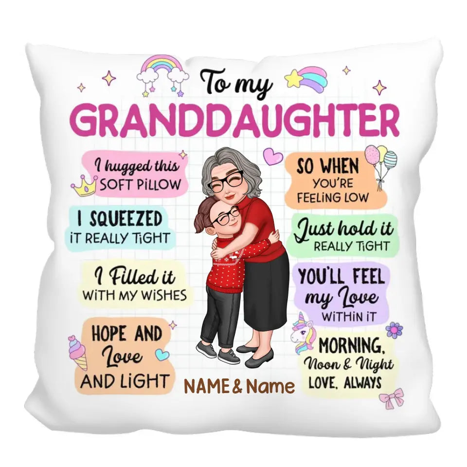 To My Granddaughter Grandson Colorful Box Personalized Pillow