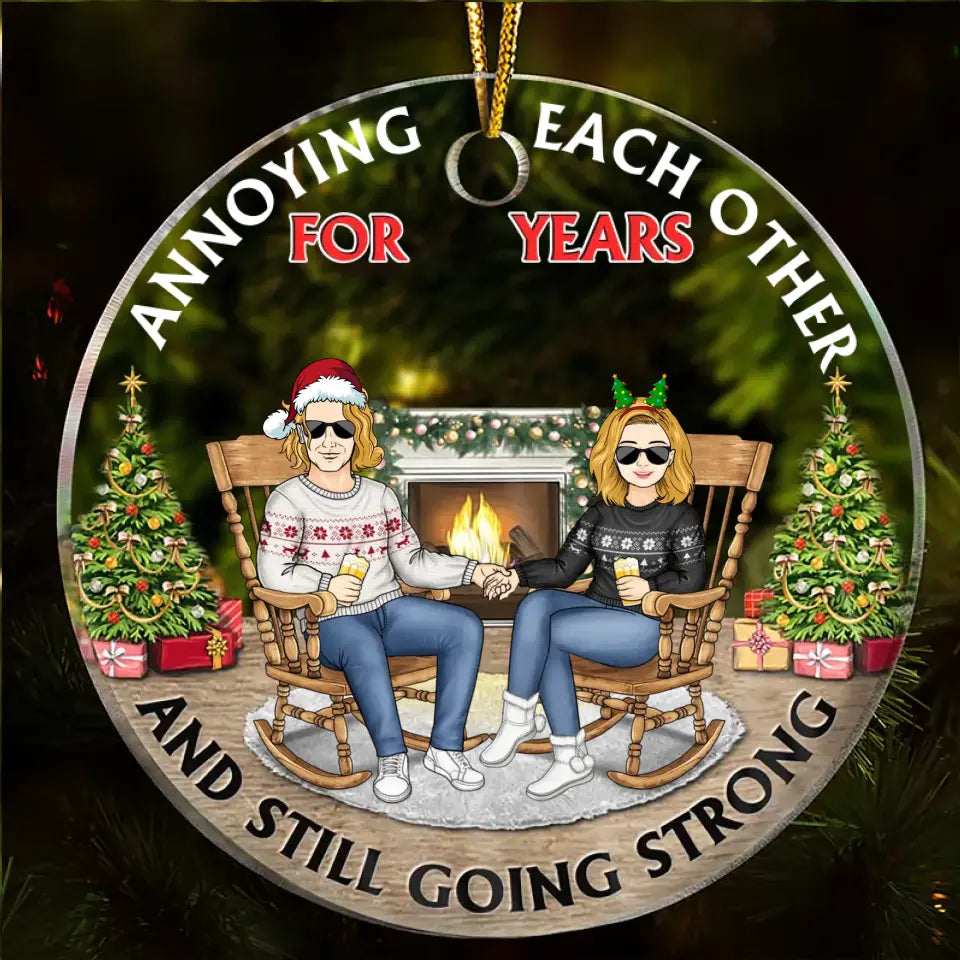 Christmas Family Couple Annoying Each Other For Years - Gift For Couples - Personalized Custom Circle Acrylic Ornament