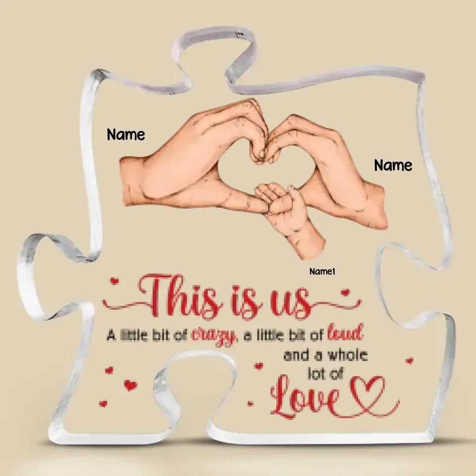 This Is Us - Family Personalized Custom Puzzle Shaped Acrylic Plaque - Gift For Family Members