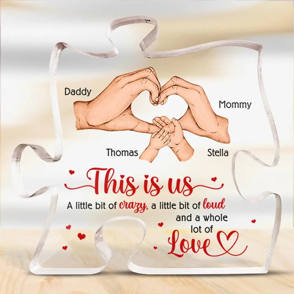 This Is Us - Family Personalized Custom Puzzle Shaped Acrylic Plaque - Gift For Family Members