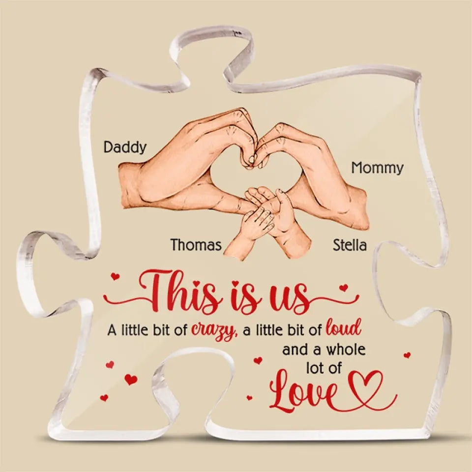 This Is Us - Family Personalized Custom Puzzle Shaped Acrylic Plaque - Gift For Family Members